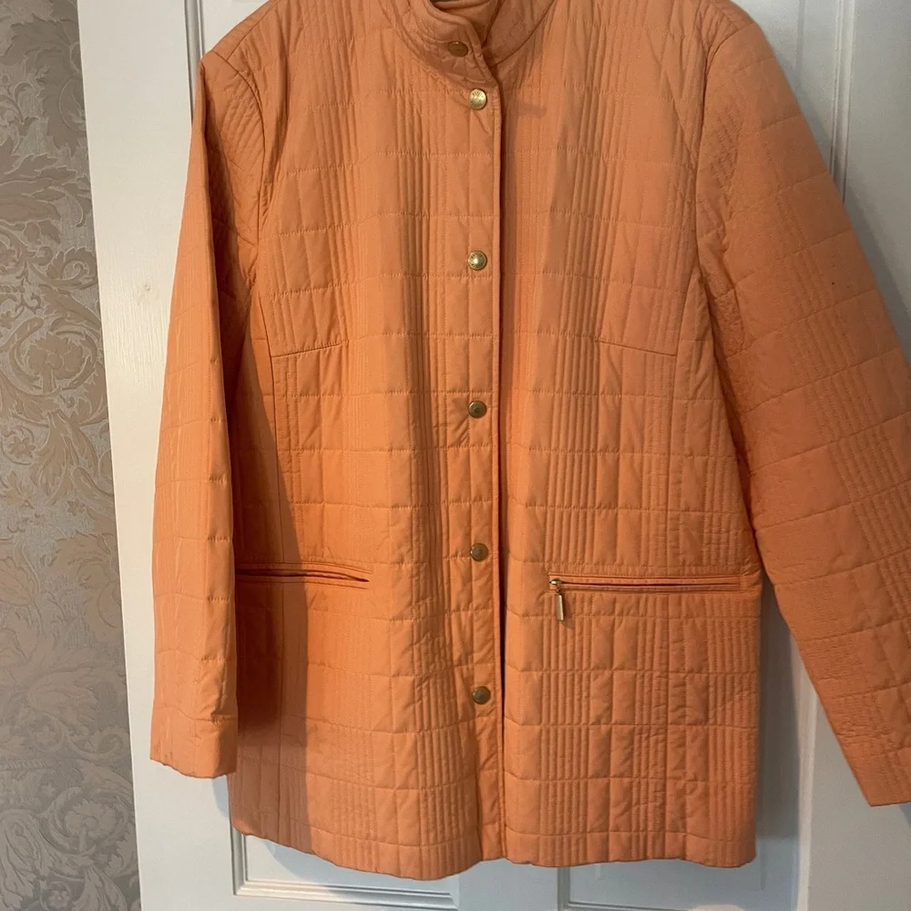 Women's Peach Quilted Jacket Basler 42 12 xl Barn Coat - Picture 6 of 11